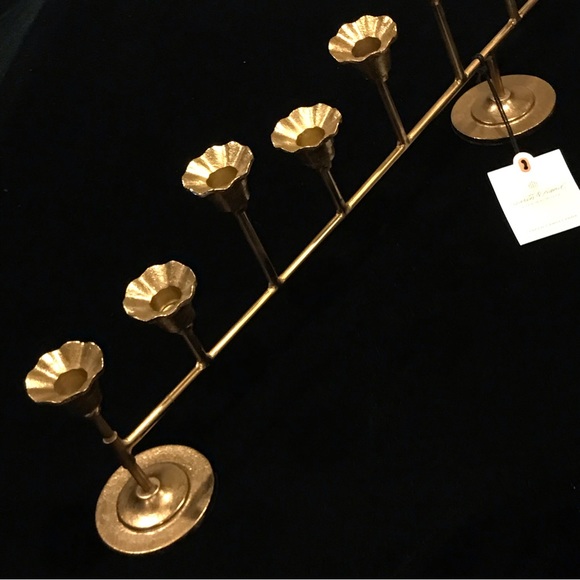 Antiqued Metal Taper Ruffled Candelabra Brass Finish - Hearth & Hand - Picture 8 of 11